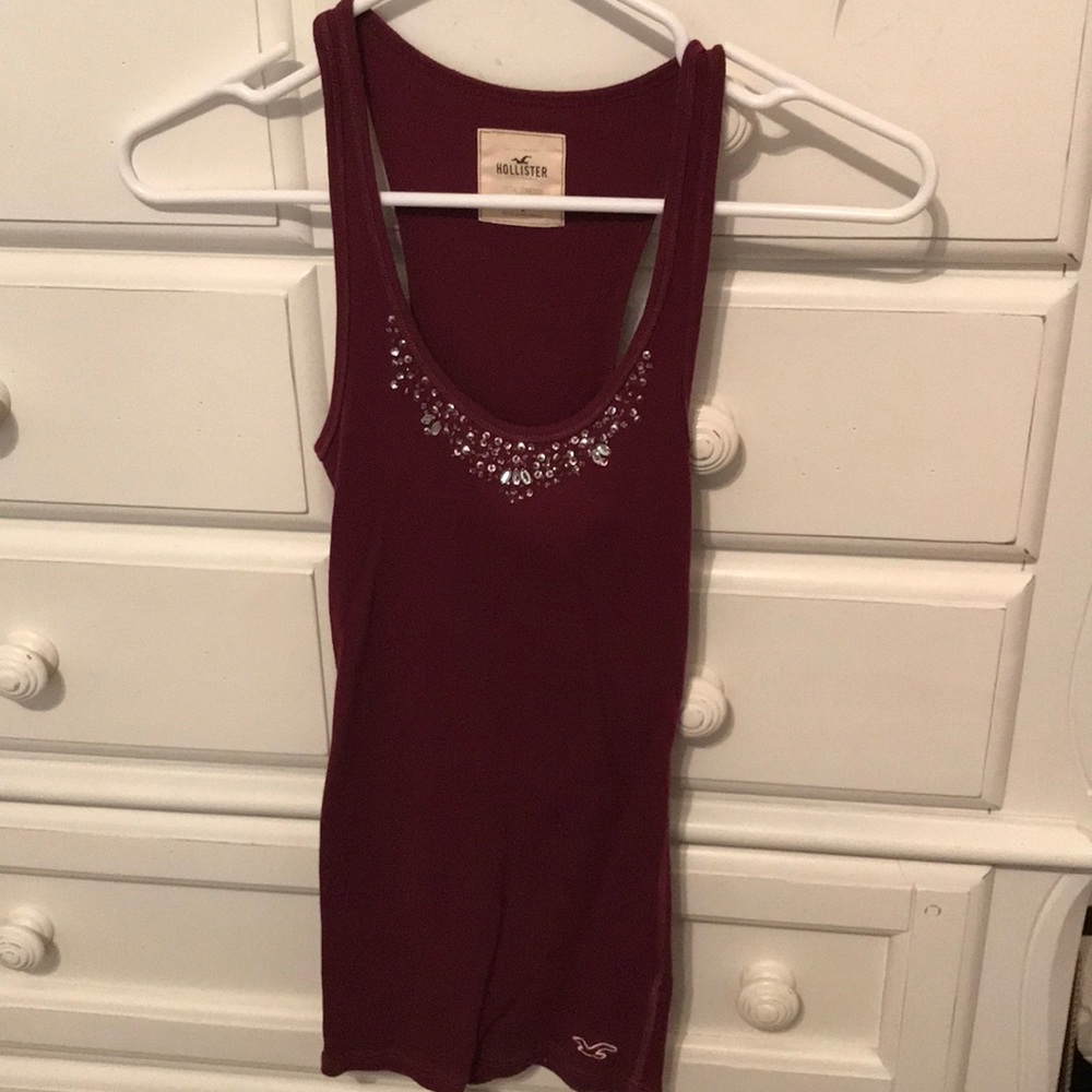 Burgundy Hollister tank top with subtle gems